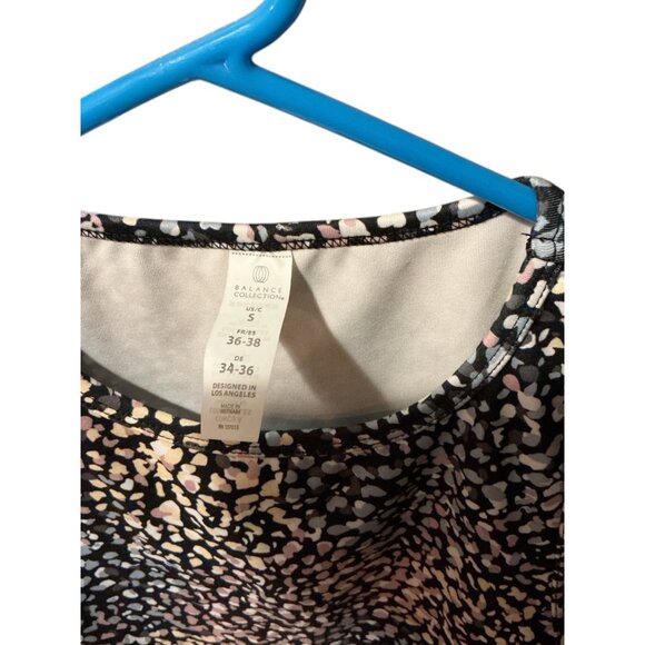 Balance Collection Womens Cropped Tank Top S Black & Pink Leopard Print - Picture 4 of 6